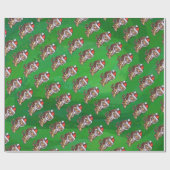 Tiger-Weihnachten auf Grün Geschenkpapier (Flach)