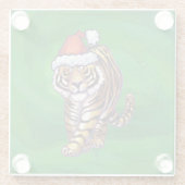 Tiger Weihnachten auf Grün Glasuntersetzer (Rückseite)
