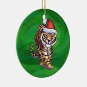 Tiger Weihnachten auf Grün Keramikornament (Rechts)