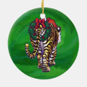 Tiger Weihnachten auf Grün Keramikornament (Hinten)