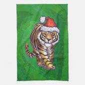 Tiger Weihnachten auf Grün Küchentuch (Vertikal)