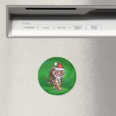 Tiger Weihnachten auf Grün Magnet (In Situ (Geschirrspüler))