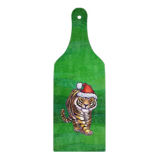 Tiger Weihnachten auf Grün Schneidebrett (Vorderseite)