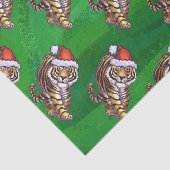 Tiger-Weihnachten auf Grün Seidenpapier (Ausschnitt)