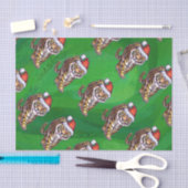 Tiger-Weihnachten auf Grün Seidenpapier (Handwerk)
