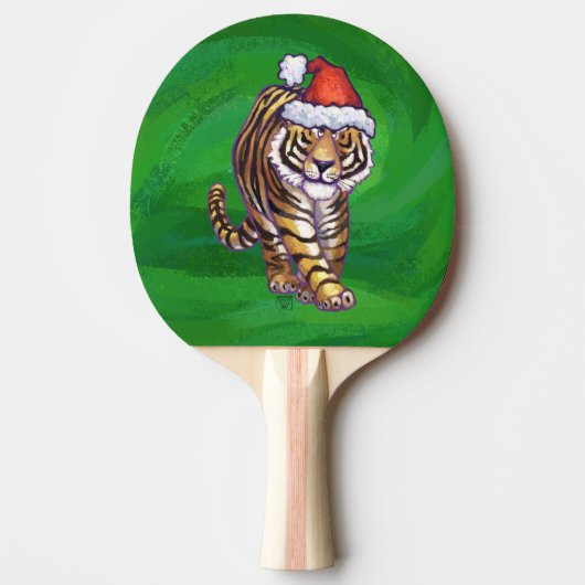 Tiger Weihnachten auf Grün Tischtennis Schläger (Vorderseite)