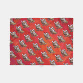 Tiger Weihnachten auf Rot Fleecedecke (Vorderseite (Horizontal))