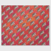 Tiger-Weihnachten auf Rot Geschenkpapier (Flach)