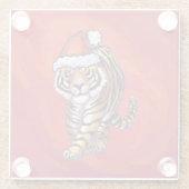 Tiger Weihnachten auf Rot Glasuntersetzer (Rückseite)