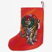 Tiger-Weihnachten auf Rot Kleiner Weihnachtsstrumpf (Rückseite)