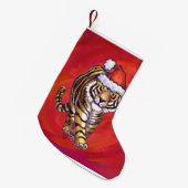 Tiger-Weihnachten auf Rot Kleiner Weihnachtsstrumpf (Vorderansicht (hängend))