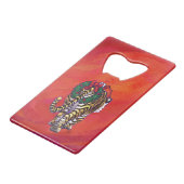 Tiger Weihnachten auf Rot Kreditkarten Flaschenöffner (Rückseite Schrägansicht)