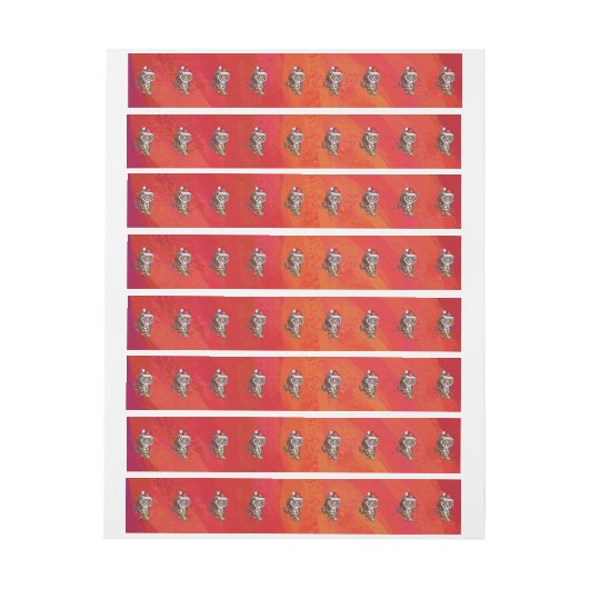 Tiger Weihnachten auf Rot Rundum-Adressaufkleber (Bogen)