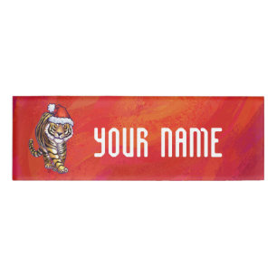 Tiger Weihnachten in Rot Namenschild