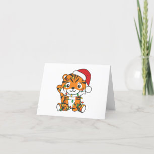 Tiger Weihnachts Wintertiere Urlaub Tiger Feiertagskarte