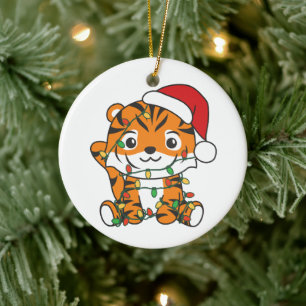 Tiger Weihnachts Wintertiere Urlaub Tiger Keramik Ornament