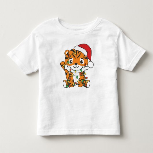 Tiger Weihnachts Wintertiere Urlaub Tiger Kleinkind T-shirt (Vorderseite)