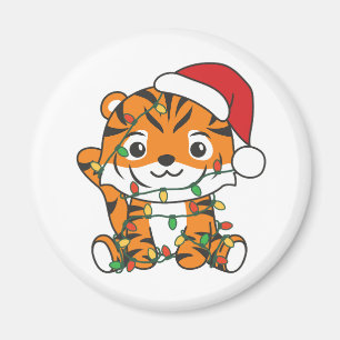 Tiger Weihnachts Wintertiere Urlaub Tiger Magnet