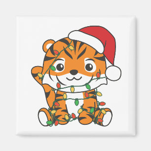 Tiger Weihnachts Wintertiere Urlaub Tiger Magnet