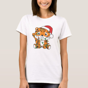Tiger Weihnachts Wintertiere Urlaub Tiger T-Shirt