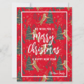 Tiger, Weihnachtsbäume, frohe Weihnachtsgrüße Einladung (Vorderseite)