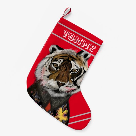 Tiger Weihnachtsfest-Strumpf verkleidet Kleiner Weihnachtsstrumpf (Vorderansicht (hängend))