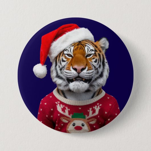 Tiger-Weihnachtsknopf Button (Vorderseite)