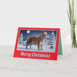 Tiger Weihnachtslandschaft Karte
