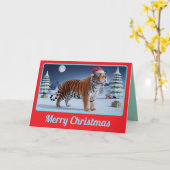 Tiger Weihnachtslandschaft Karte (Gelbe Blume)