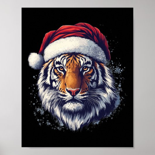 Tiger Weihnachtsmannmütze Funny Zookeeper Tiger Lo Poster (Vorne)