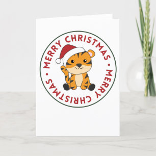 Tiger Weihnachtsschnee Wintertiere Tiger Feiertagskarte