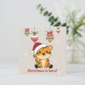 Tiger Weihnachtsschnee Wintertiere Tiger Invitati Einladung (Stehend Vorderseite)
