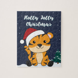 Tiger Weihnachtsschnee Wintertiere Tiger Jigsaw P Puzzle