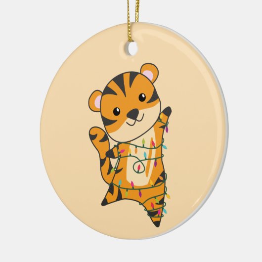 Tiger Weihnachtsschnee Wintertiere Tiger Keramik Keramik Ornament (Links)