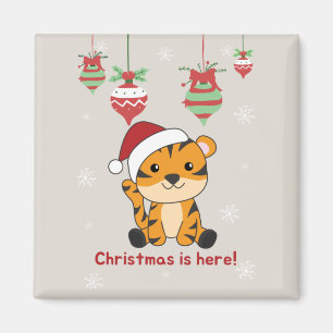 Tiger Weihnachtsschnee Wintertiere Tiger Magnet