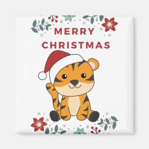 Tiger Weihnachtsschnee Wintertiere Tiger Magnet