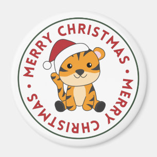 Tiger Weihnachtsschnee Wintertiere Tiger Magnet