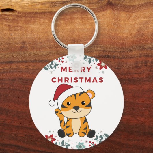 Tiger Weihnachtsschnee Wintertiere Tiger Schlüssel Schlüsselanhänger (Vorderseite)