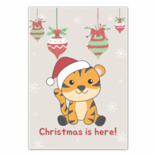 Tiger Weihnachtsschnee Wintertiere Tiger Sticker