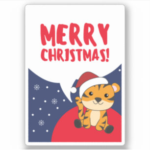 Tiger Weihnachtsschnee Wintertiere Tiger Sticker