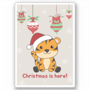 Tiger Weihnachtsschnee Wintertiere Tiger Sticker