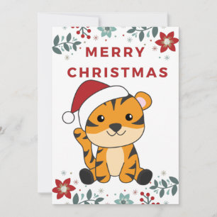 Tiger Weihnachtsschnee Wintertiere Tiger Urlaub Feiertagskarte