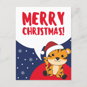 Tiger Weihnachtsschnee Wintertiere Tiger Urlaub Feiertagspostkarte
