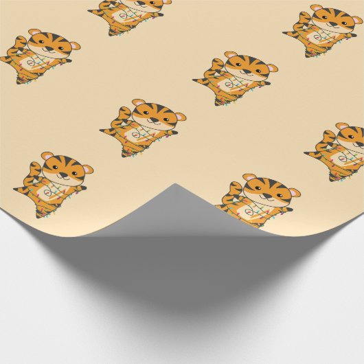 Tiger Weihnachtsschnee Wintertiere Tiger Wrapping Geschenkpapier (Ecke)