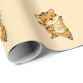 Tiger Weihnachtsschnee Wintertiere Tiger Wrapping Geschenkpapier (Rolleneckpunkt)