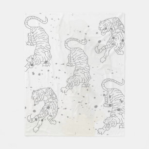 Tiger weißes Wasserfarbmuster Fleece Blankon