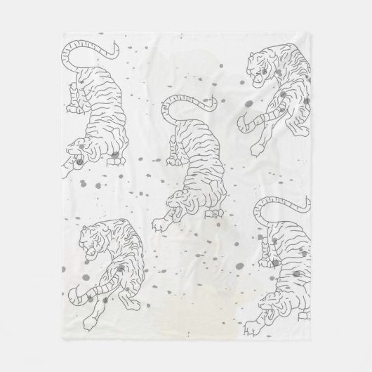 Tiger weißes Wasserfarbmuster Fleece Blankon (Vorderseite)