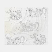 Tiger weißes Wasserfarbmuster Fleece Blankon (Vorderseite (Horizontal))