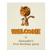 Tiger Welcome First Birday Party Poster (Vorderseite)