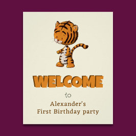 Tiger Welcome First Birday Party Poster